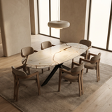 Table flat oval oak - Flower leg - Pura Natura