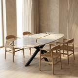 Table flat oval oak - Flower leg - Pura Natura