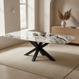 Quartz Calacatta Monet eettafel met matrix poot