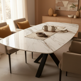 Quartz Maline eettafel met matrix poot