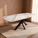 Quartz Maline eettafel met matrix poot