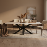 Quartz Maline eettafel met matrix poot