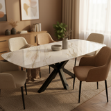 Quartz Maline eettafel met matrix poot