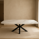 Quartz Maline eettafel met matrix poot