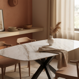 Quartz Maline eettafel met matrix poot