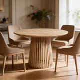 Tafel Rond Eikenhout - Latjes Onderstel