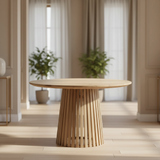 Tafel Rond Eikenhout - Latjes Onderstel