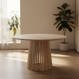 Tafel Rond Eikenhout - Latjes Onderstel