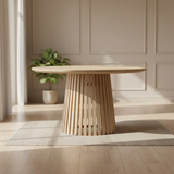 Tafel Rond Eikenhout - Latjes Onderstel