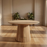 Tafel Rond Eikenhout - Latjes Onderstel