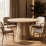 Tafel Rond Eikenhout - Latjes Onderstel