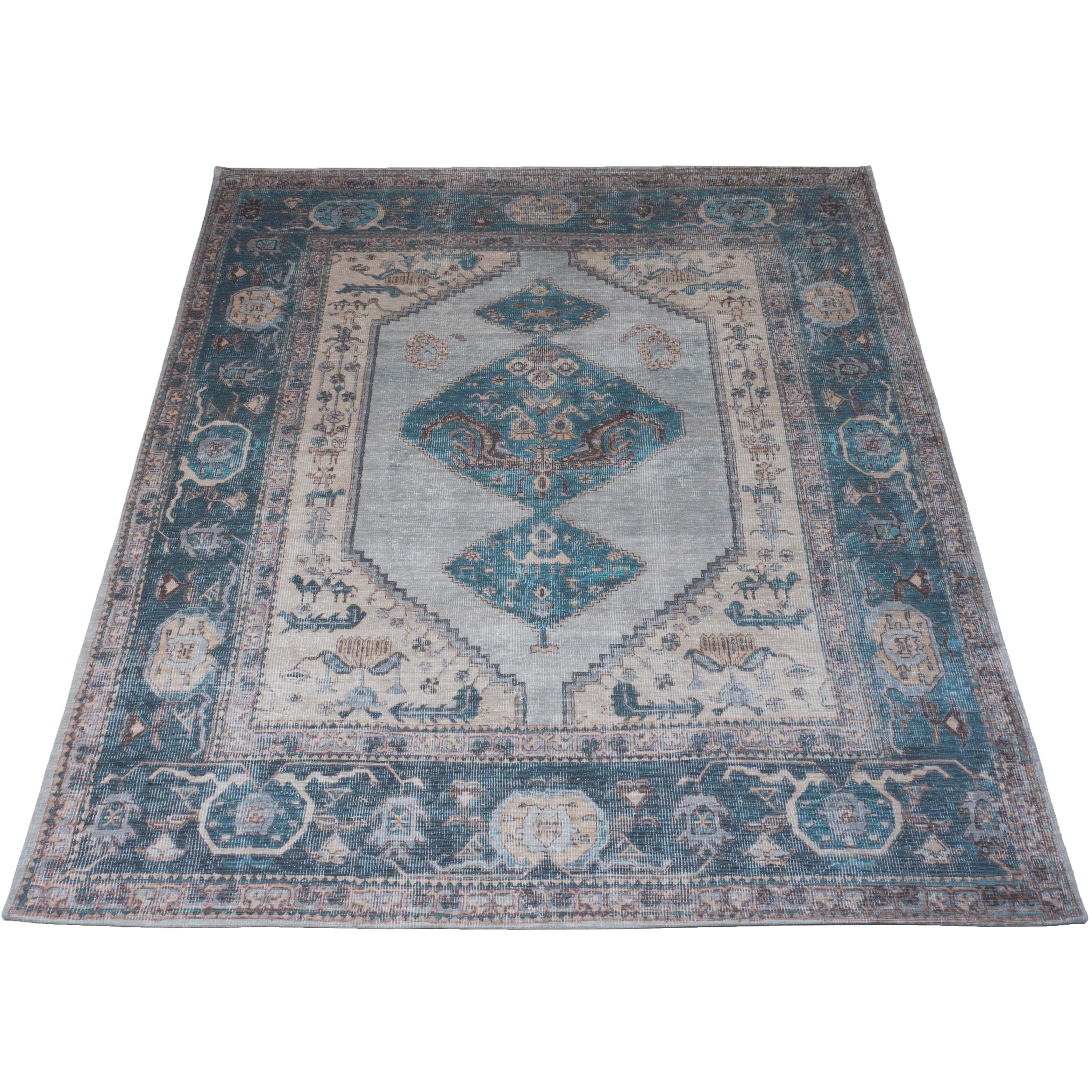 Vloerkleed Karaca Blue 03 - Blauw Rechthoekig