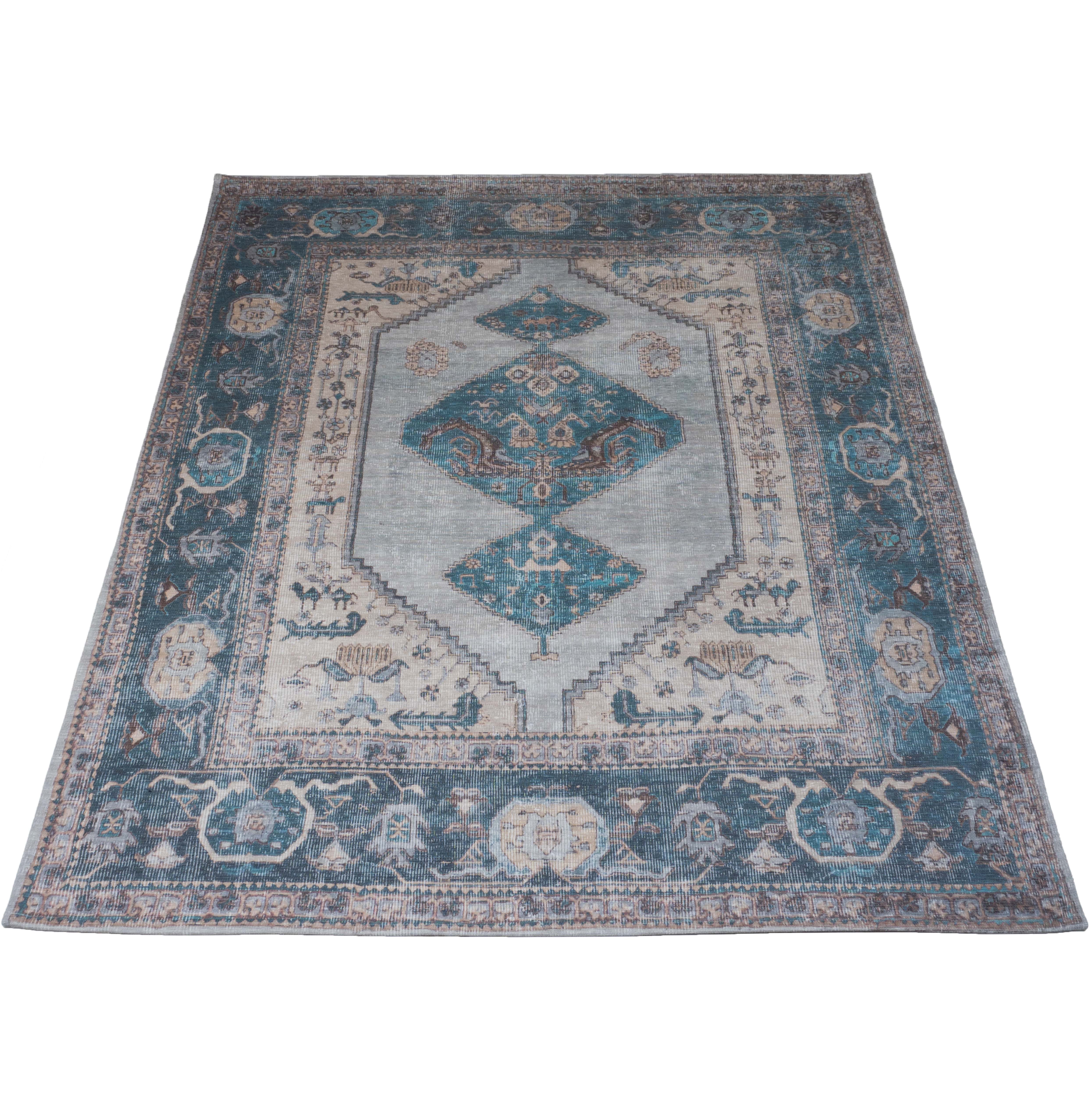 Vloerkleed Karaca Blue 03 - Blauw Rechthoekig