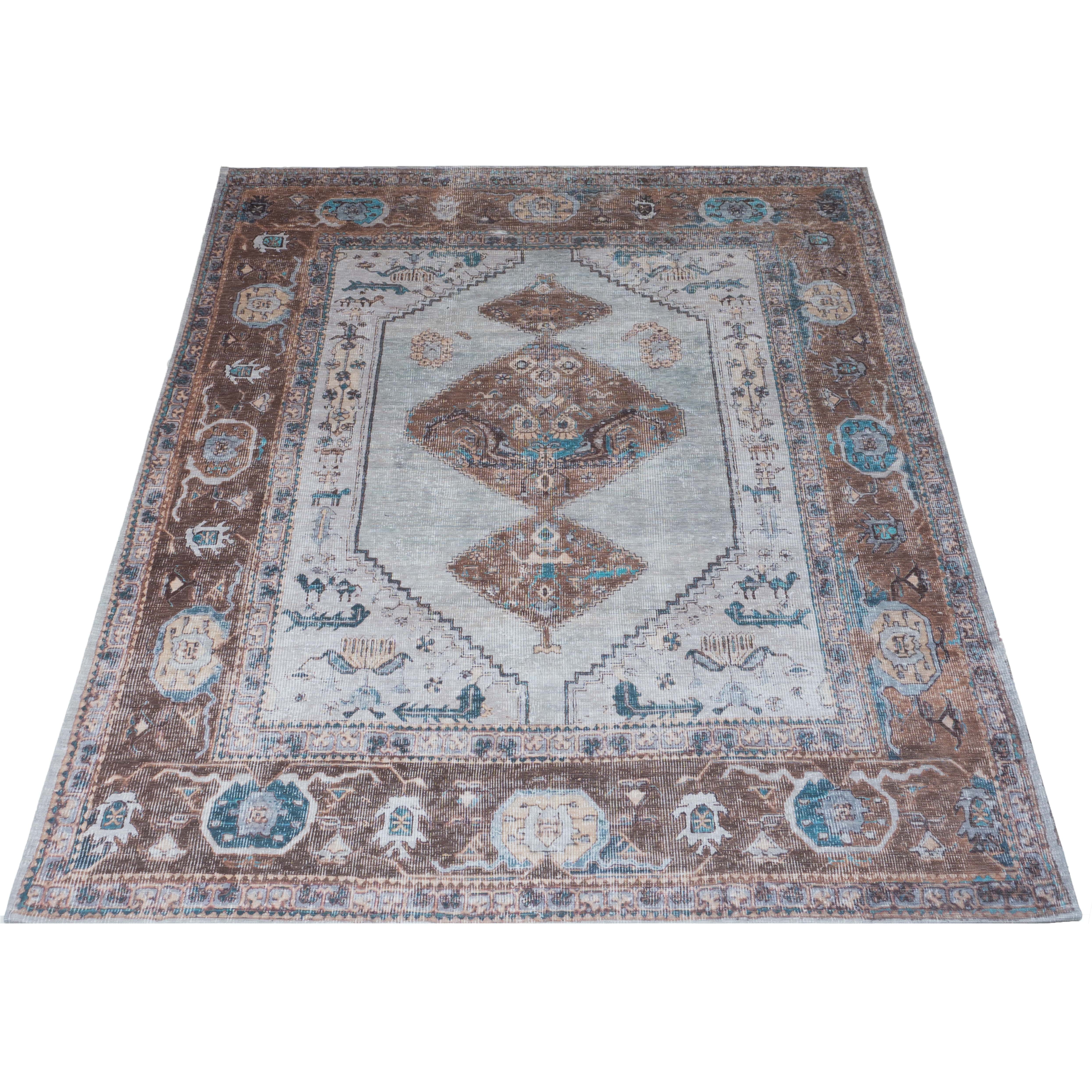 Vloerkleed Karaca Blue/Brown 06 - Bruin Rechthoekig