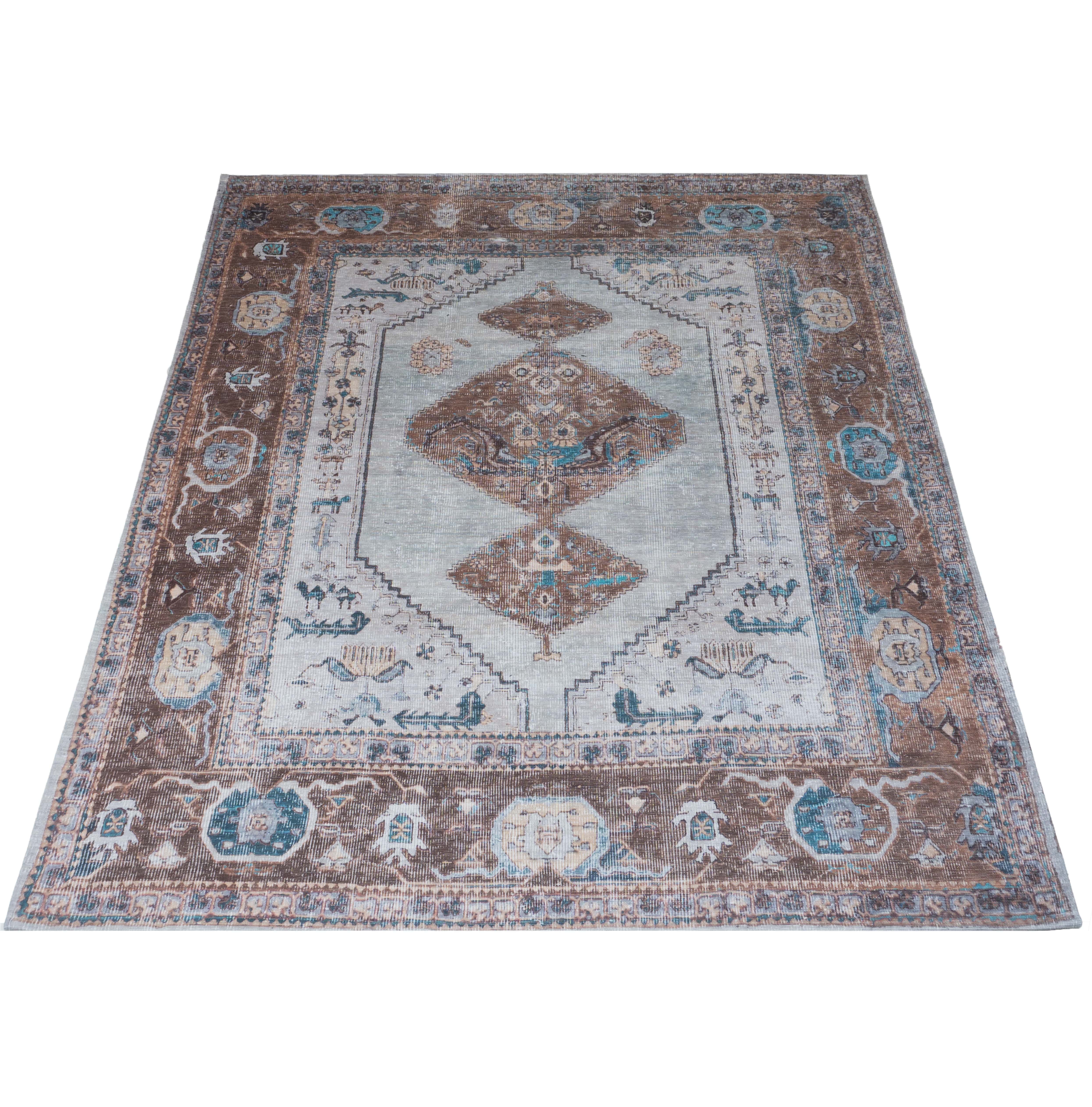 Vloerkleed Karaca Blue/Brown 06 - Bruin Rechthoekig