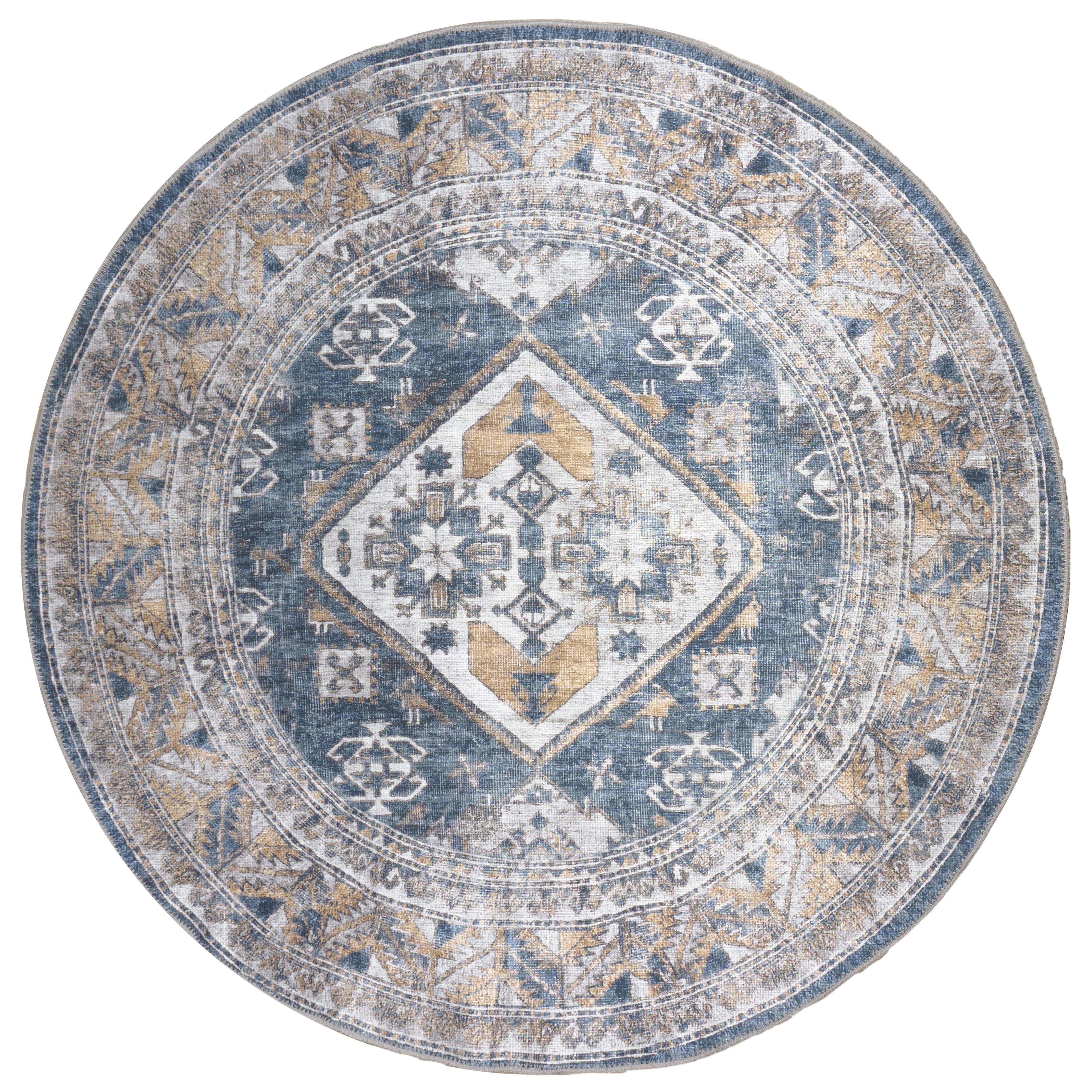 Vloerkleed Laria Blue 4 Rond - Blauw Rond