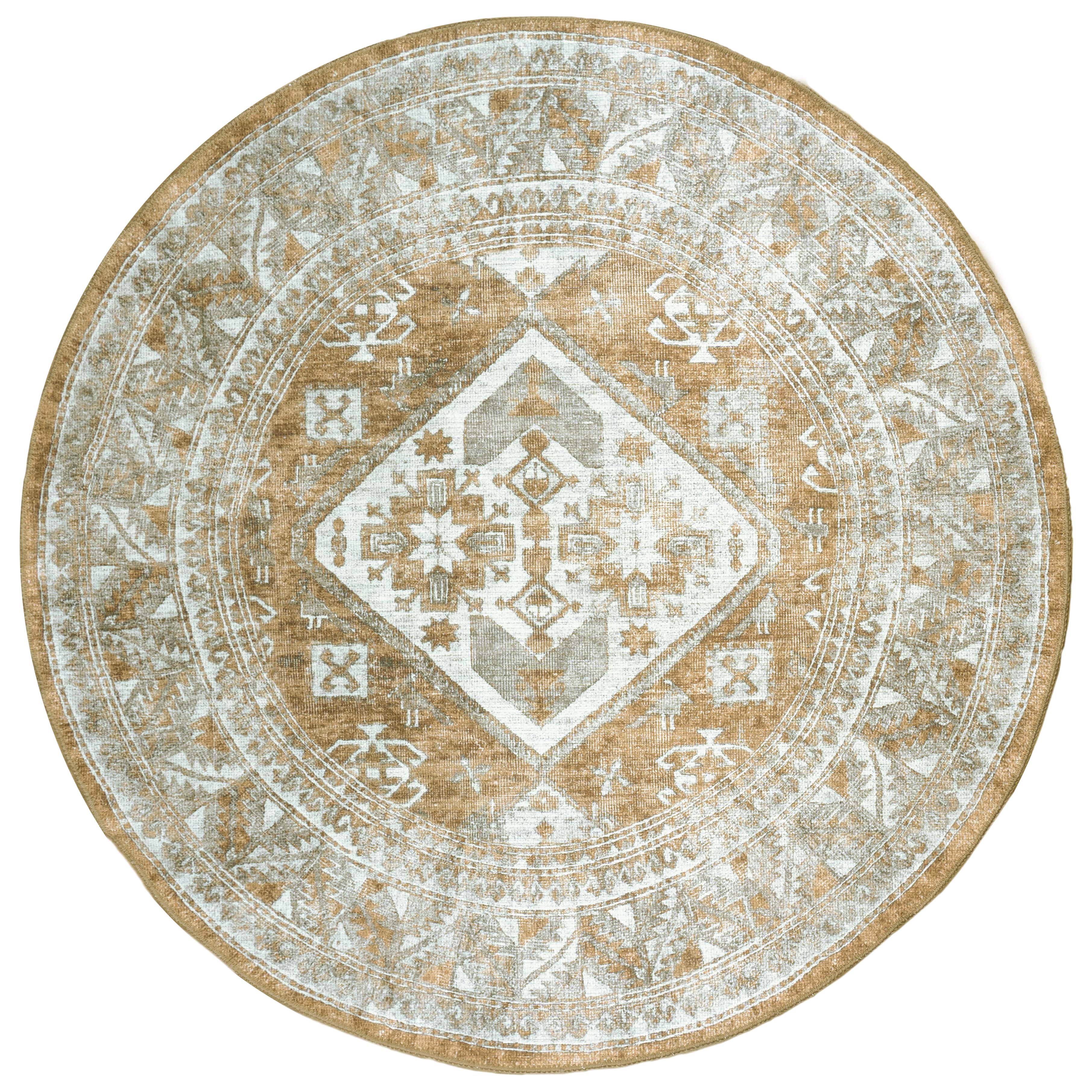 Vloerkleed Laria Brown 5 Rond - Geel Rond
