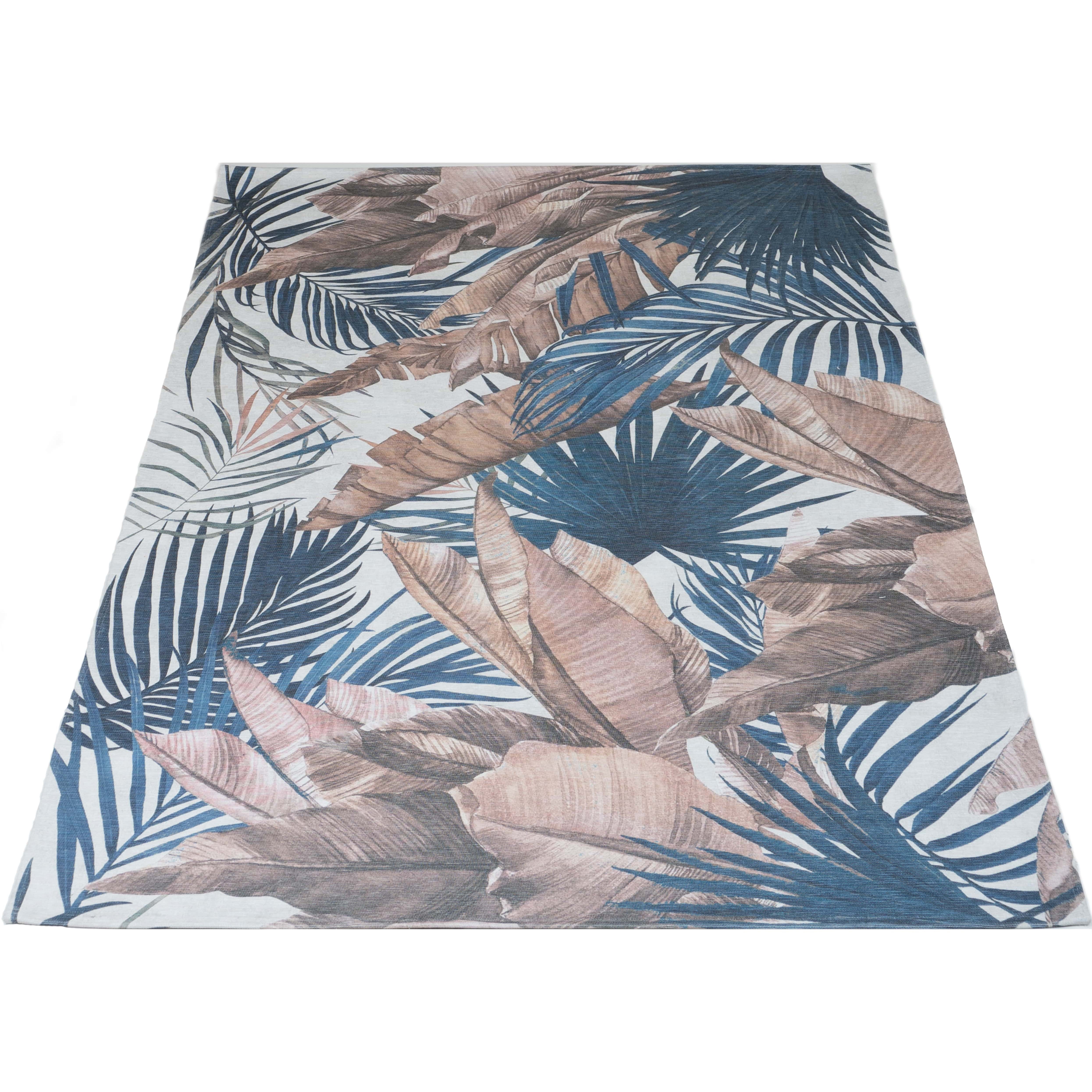 Vloerkleed Palm Blue - Meerkleurig Rechthoekig