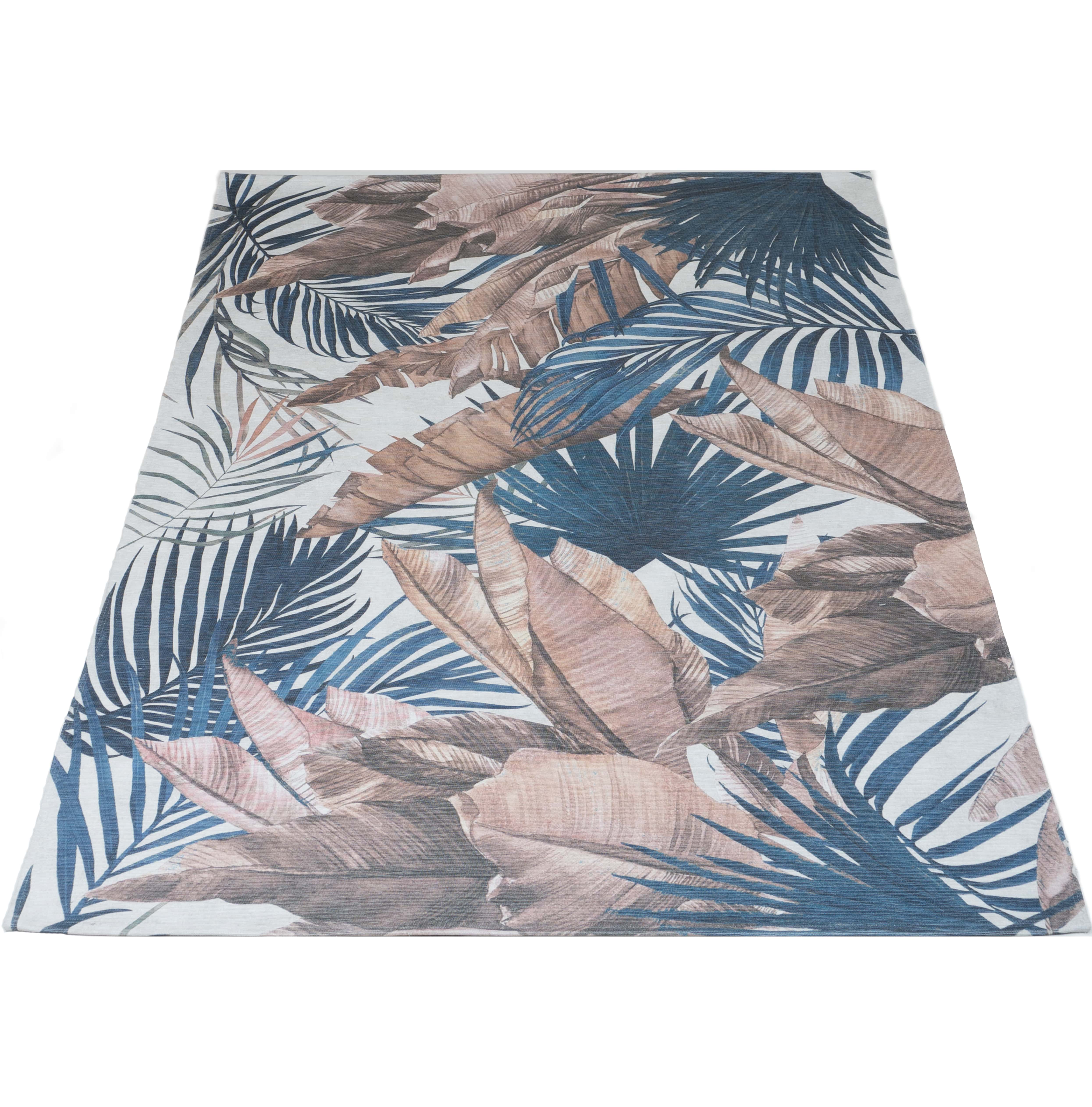 Vloerkleed Palm Blue - Meerkleurig Rechthoekig