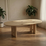 Plat ovaal Eikenhout - H poot