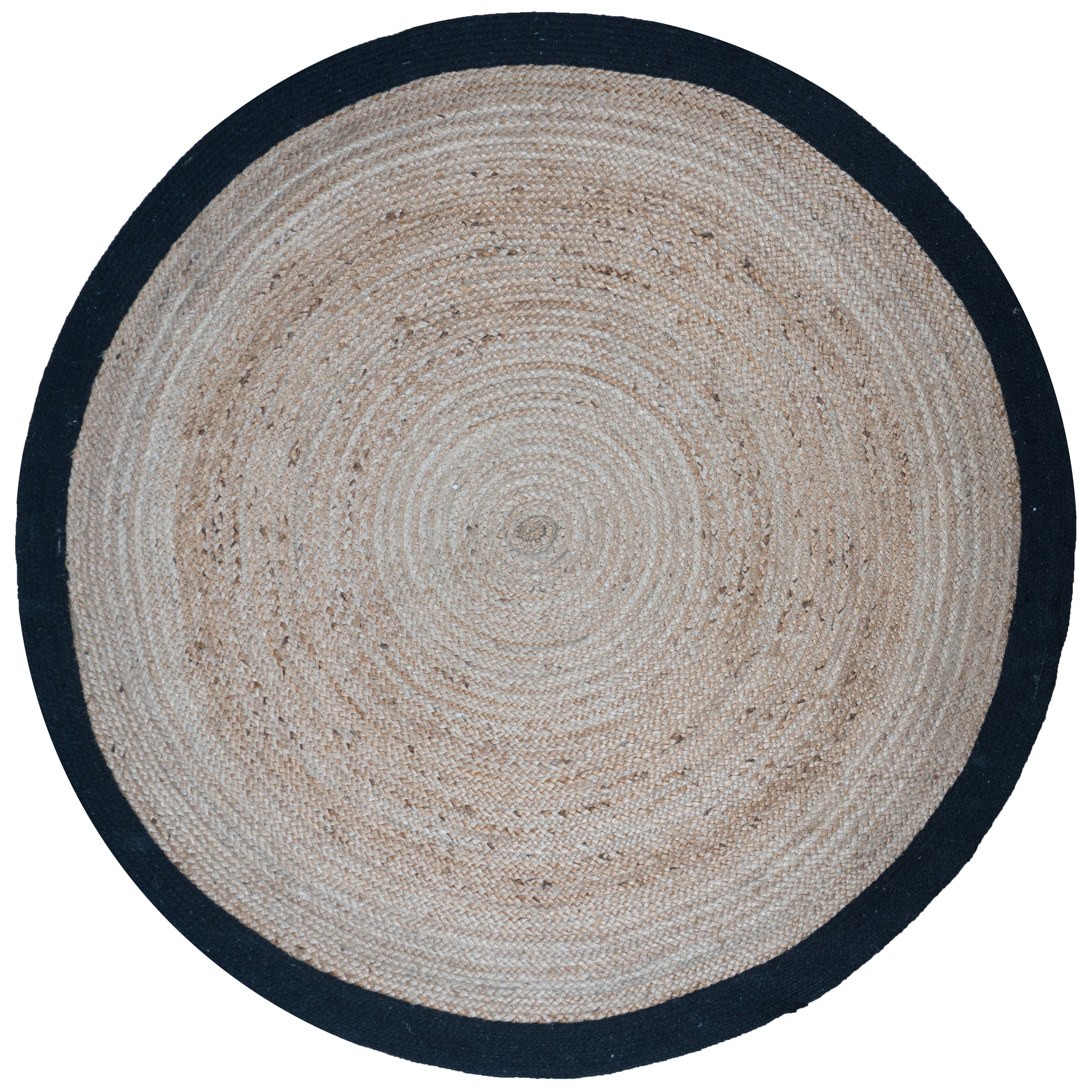 Vloerkleed Jute Naturel/Zwart Rond - Beige Rond