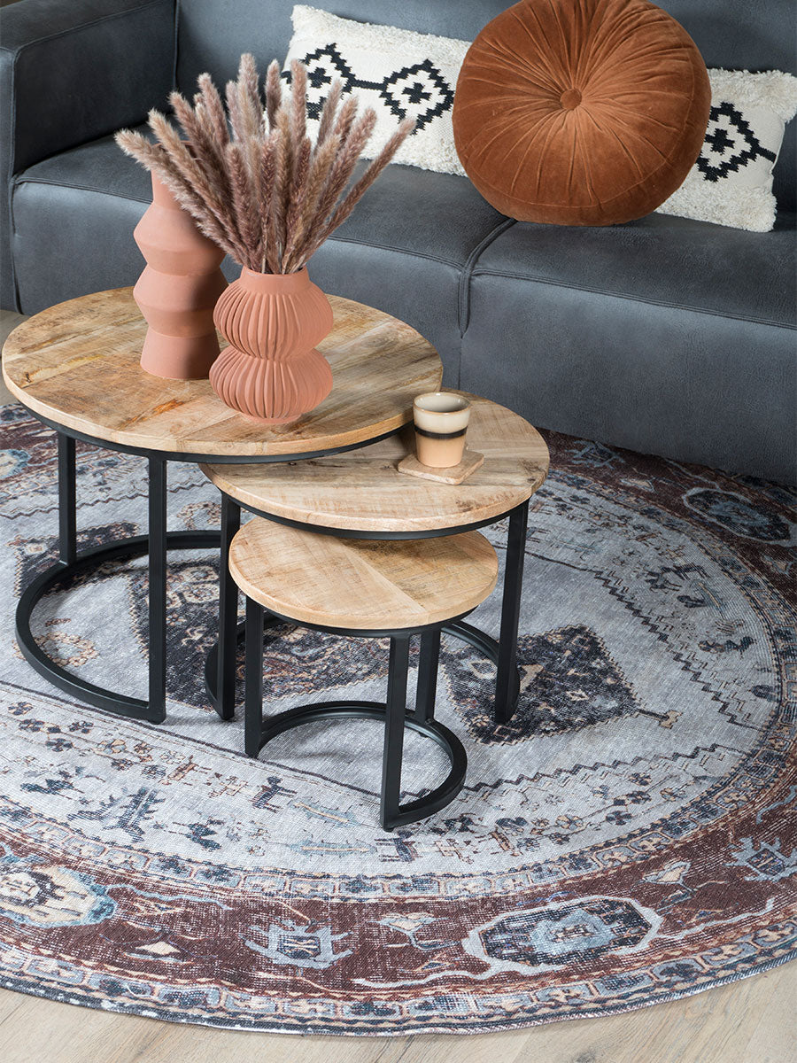Vloerkleed Karaca Antraciet/Brown 09 Rond - view 3