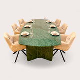 Green Marble Eetkametafel - Marmer onderstel - Deens Ovaal