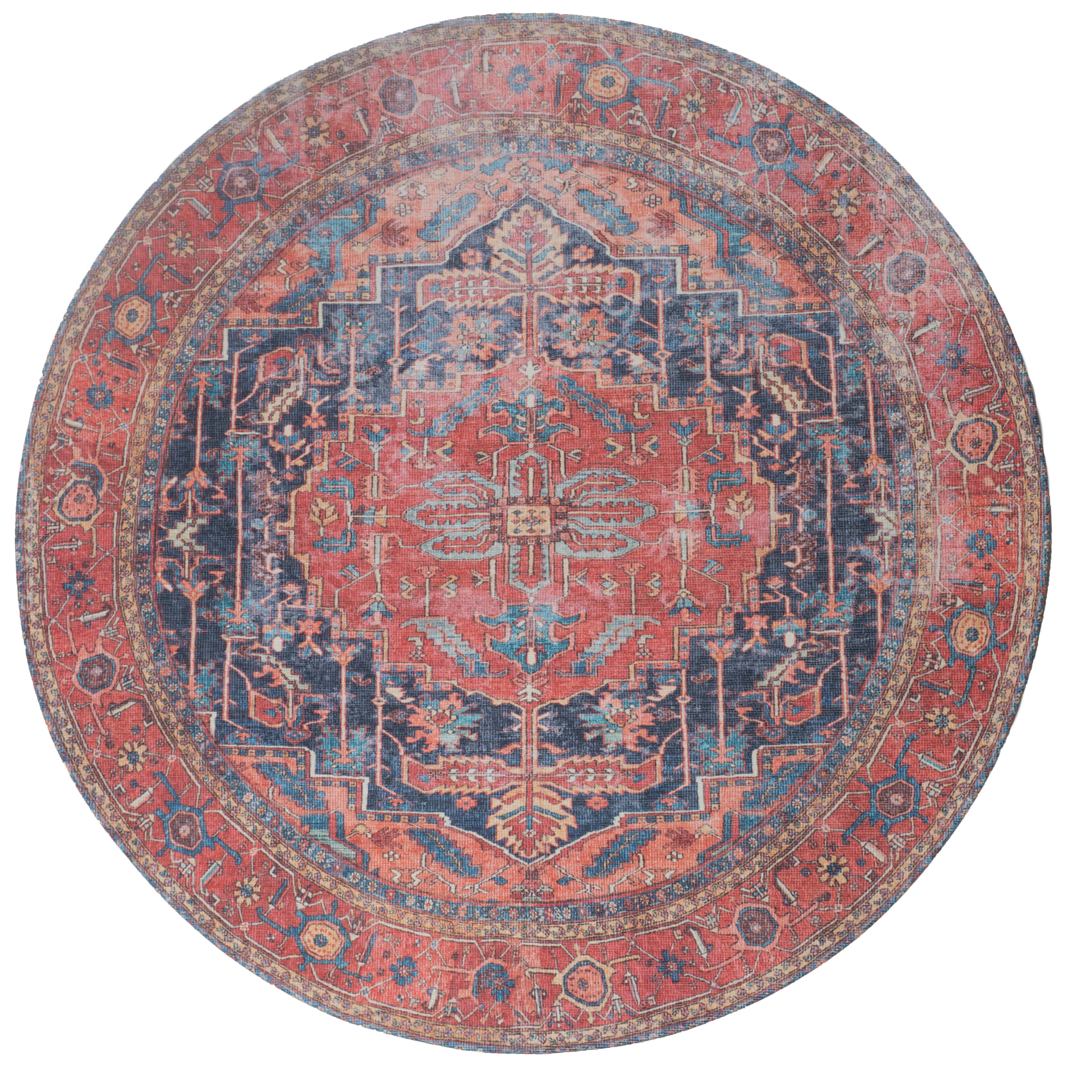 Vloerkleed Heris Red 01 Rond - Rood Rond