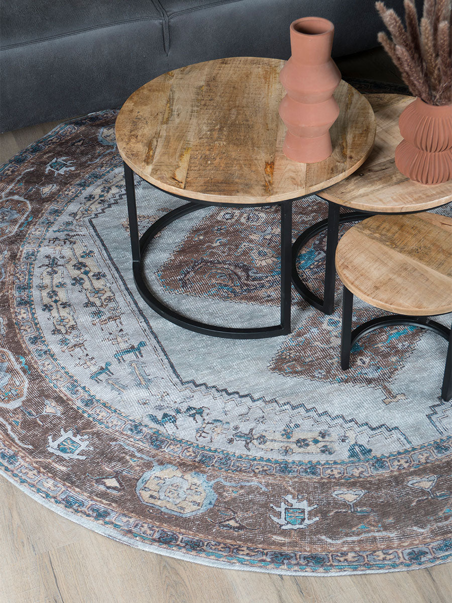 Vloerkleed Karaca Blue/Brown 06 Rond - view 3