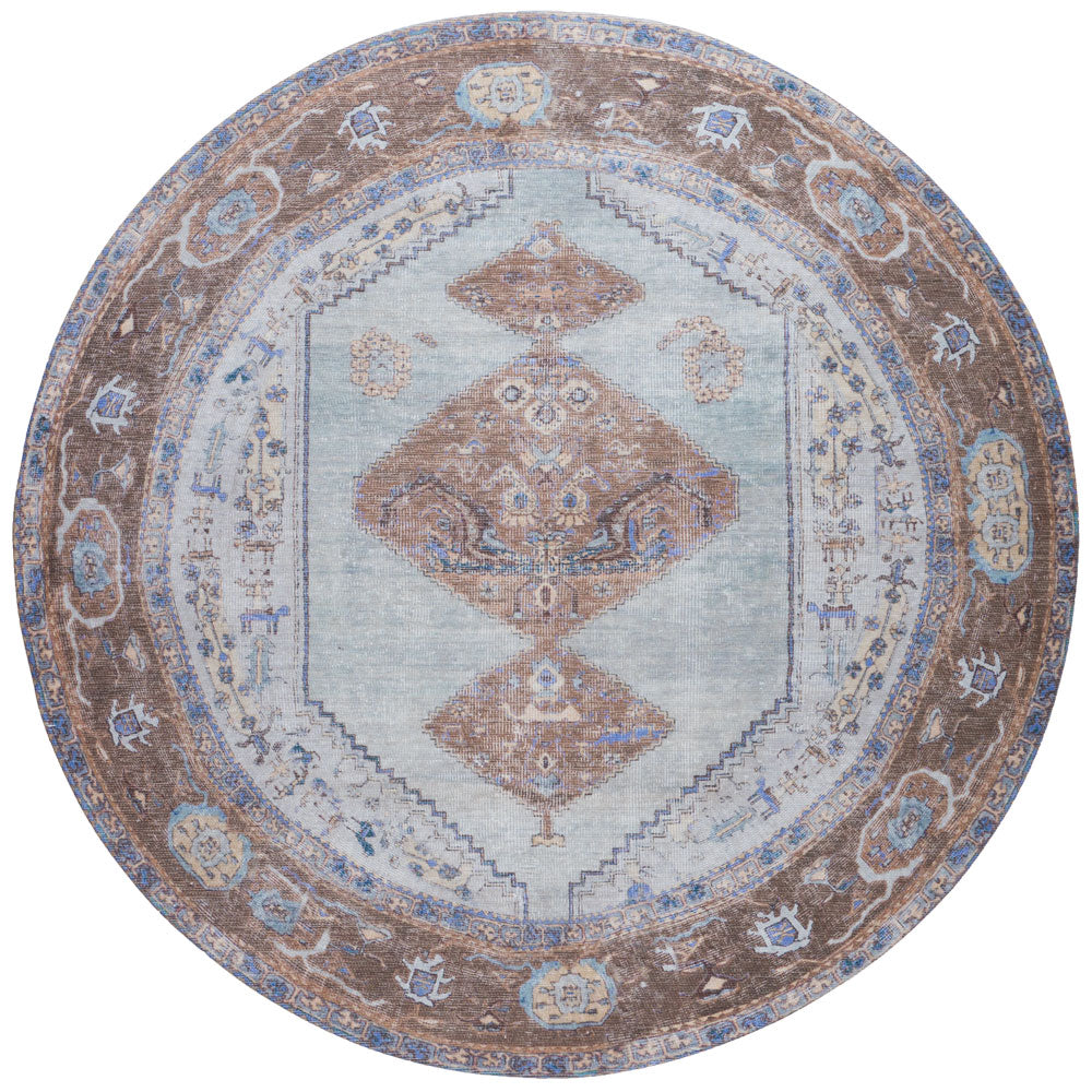 Vloerkleed Karaca Purple/Brown 07 Rond - Paars Rond