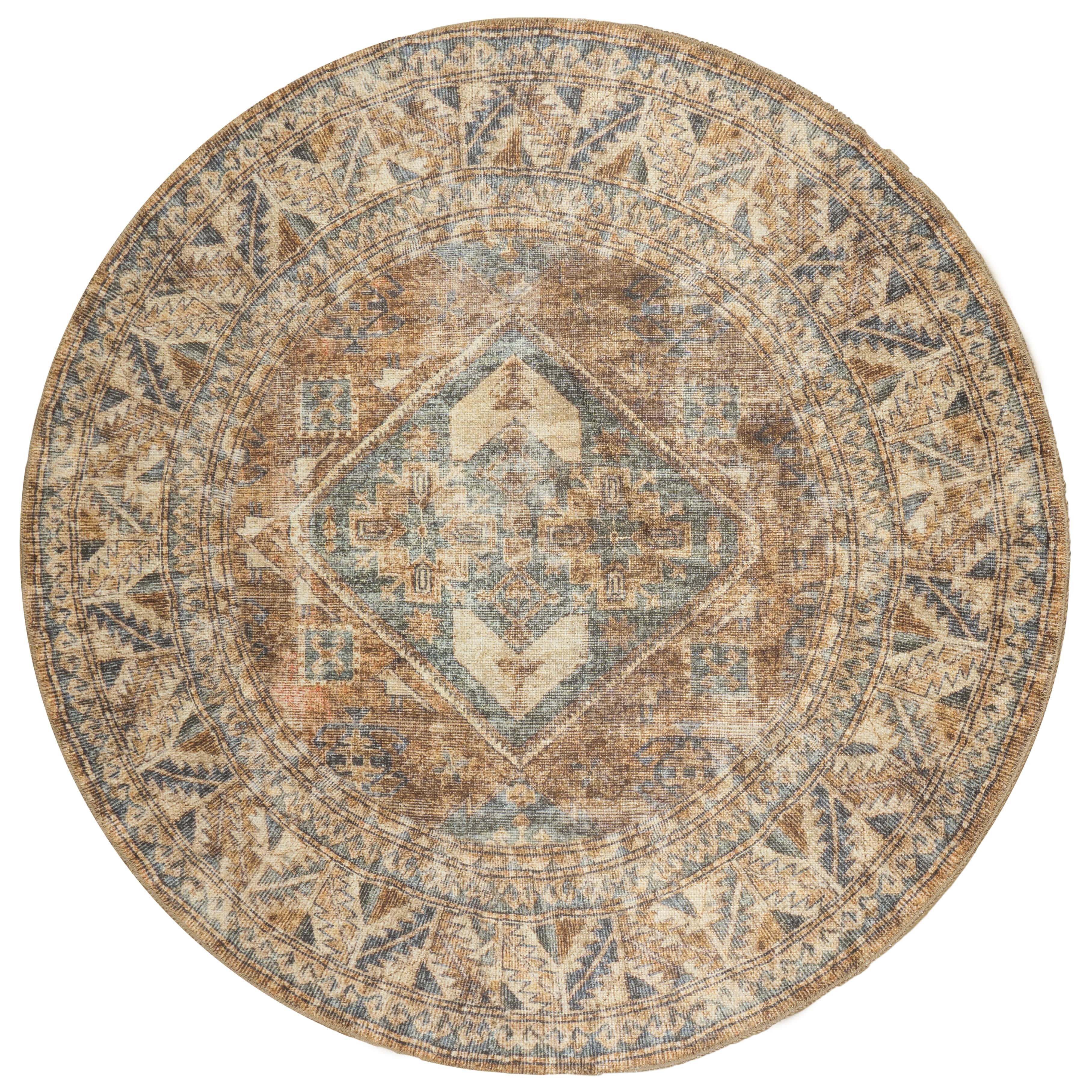 Vloerkleed Laria Blue 1 Rond - Geel Rond