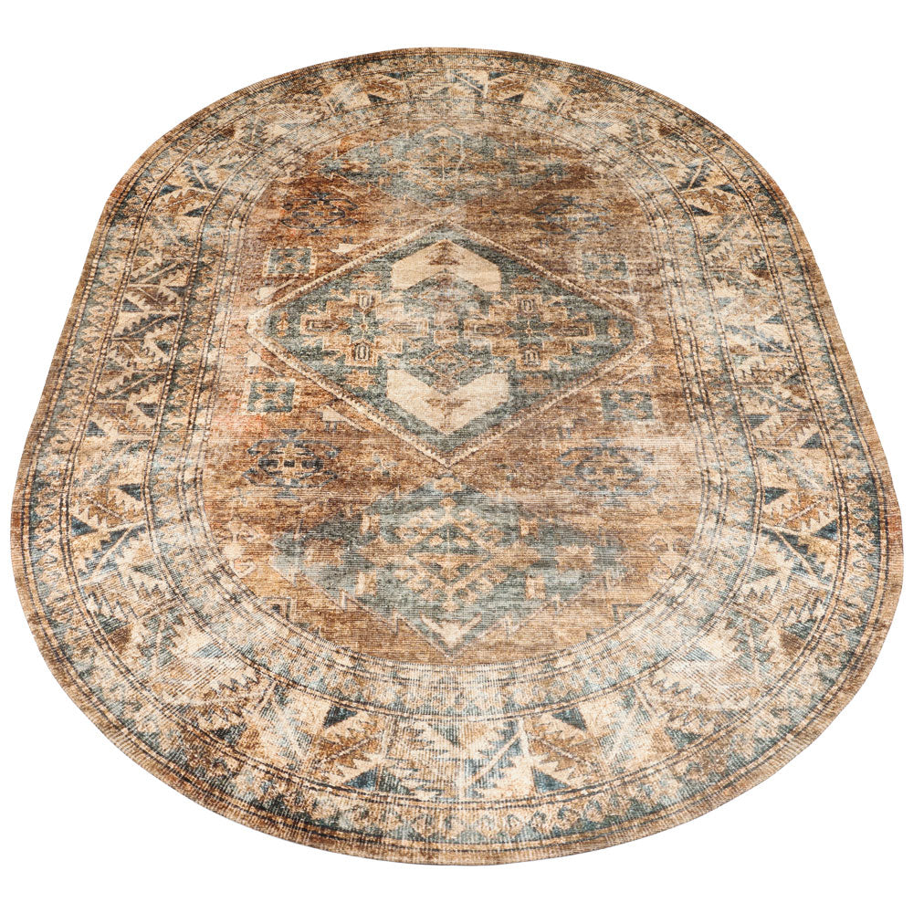 Vloerkleed Laria Blue 1 Ovaal - Geel Ovaal