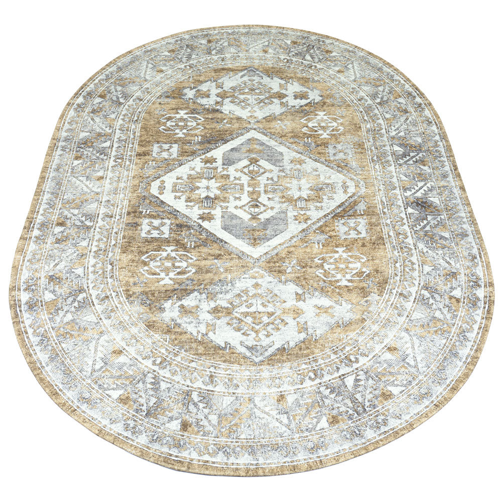 Vloerkleed Laria Brown 5 Ovaal - Geel Ovaal