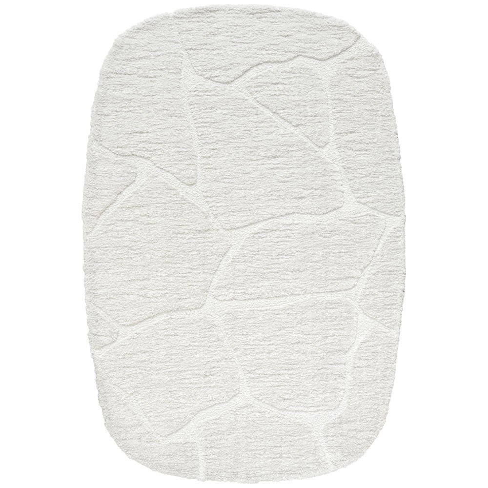 Vloerkleed Macy Creme - Rounded Corners - Wit Ovaal
