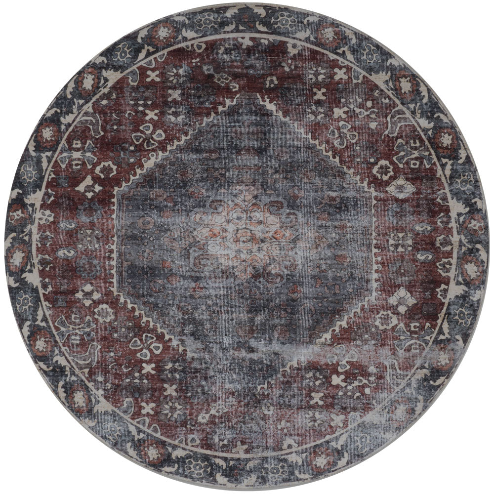 Vloerkleed Madel Rood/Blauw Rond - Rood Rond