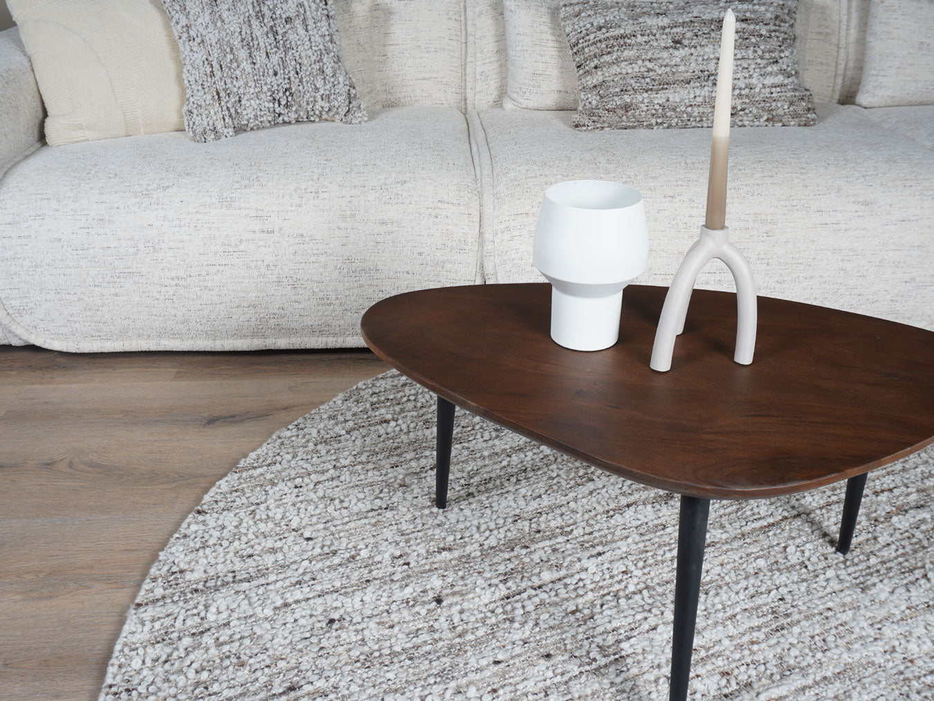 Vloerkleed Mica Naturel/Brown Rond - view 2
