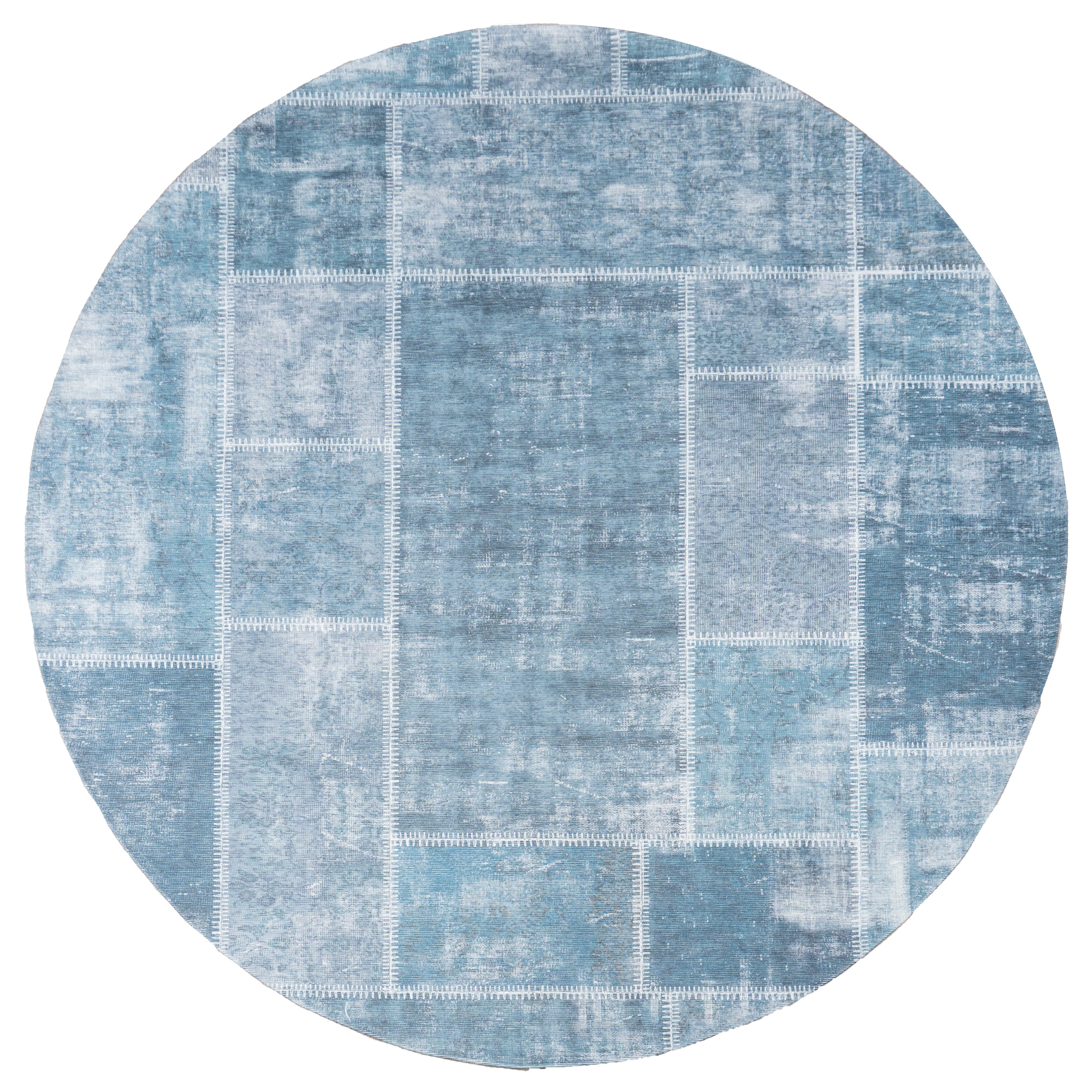 Karpet Mijnen Grijs/Blauw Rond - Blauw Rond