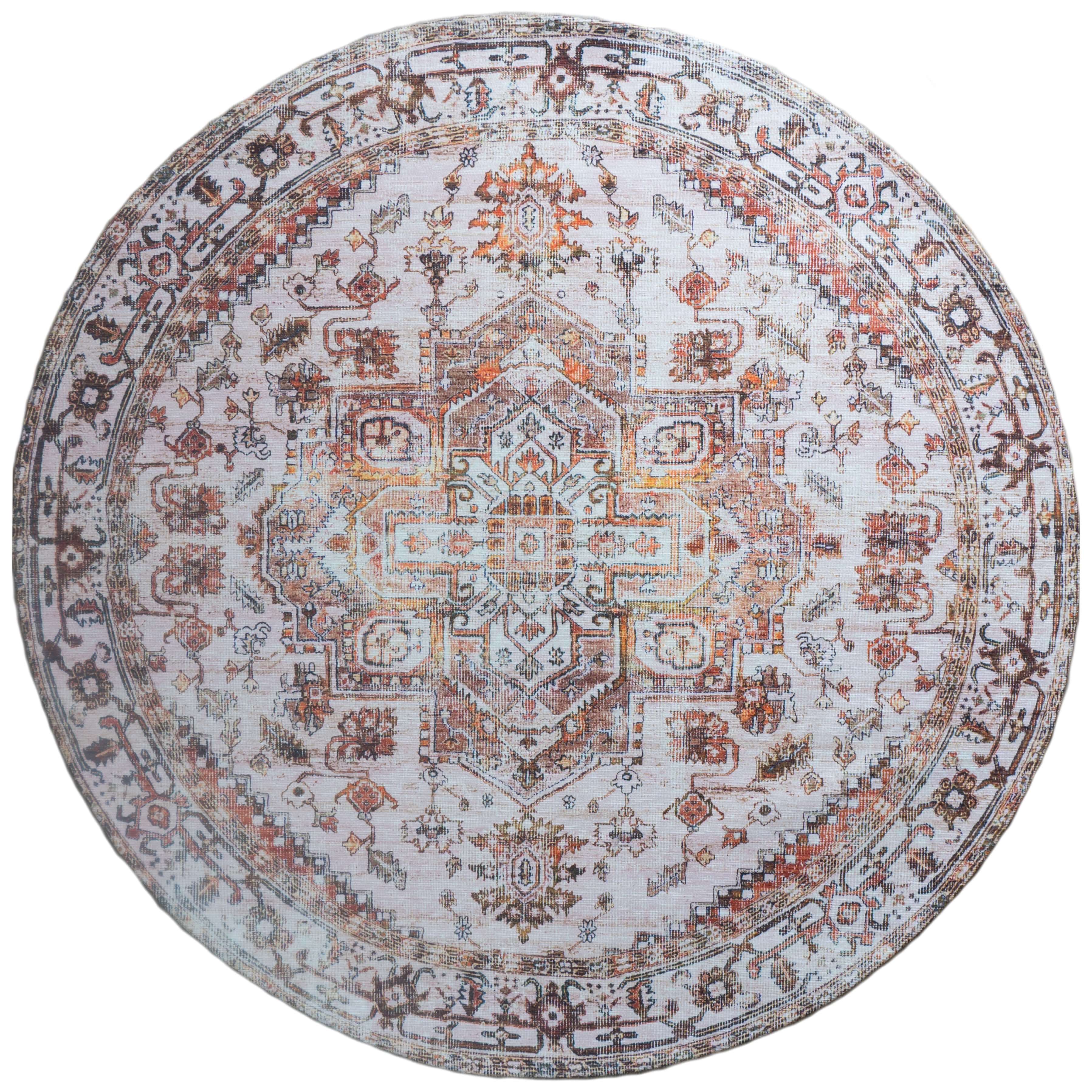 Vloerkleed Nora Bruin Rond - Rood Rond