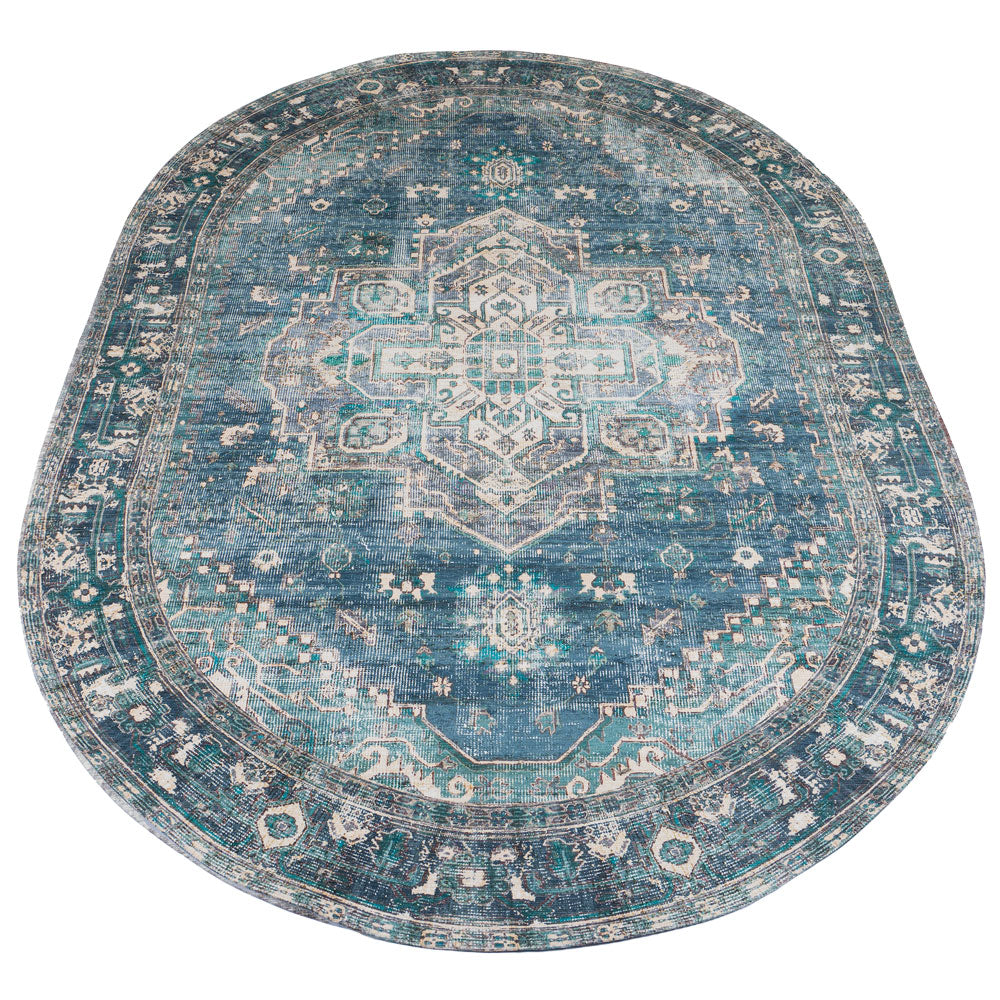 Vloerkleed Nora Petrol Ovaal - Blauw Ovaal
