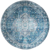 Vloerkleed Nora Petrol Rond - Blauw Rond