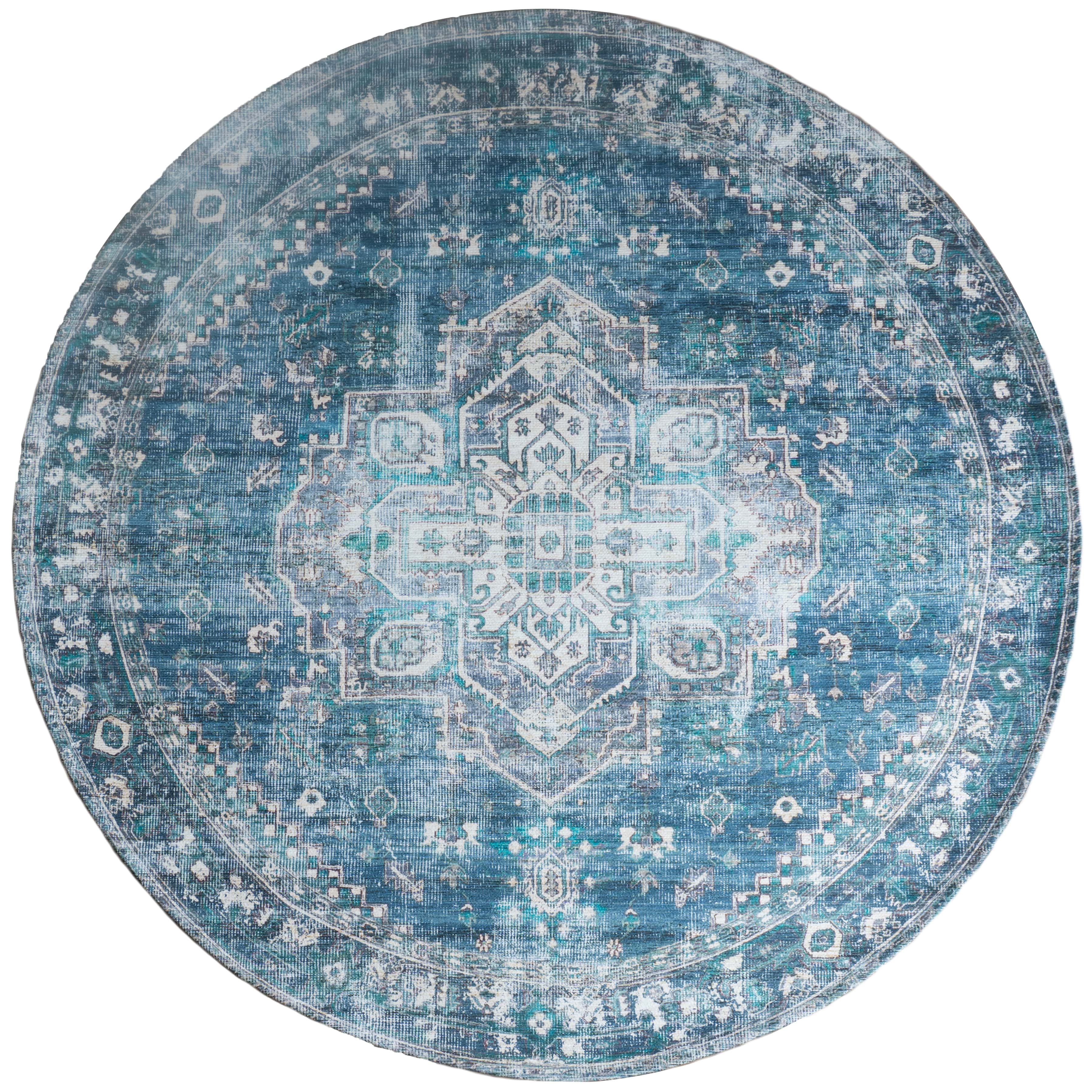 Vloerkleed Nora Petrol Rond - Blauw Rond