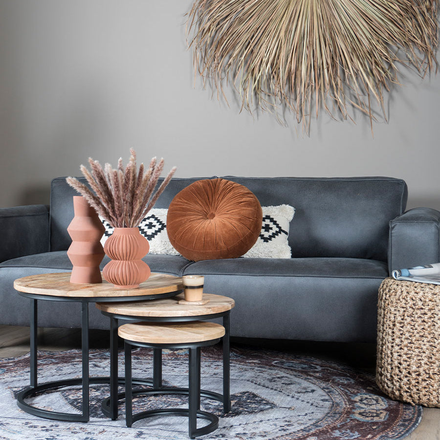 Vloerkleed Karaca Antraciet/Brown 09 Rond - view 2