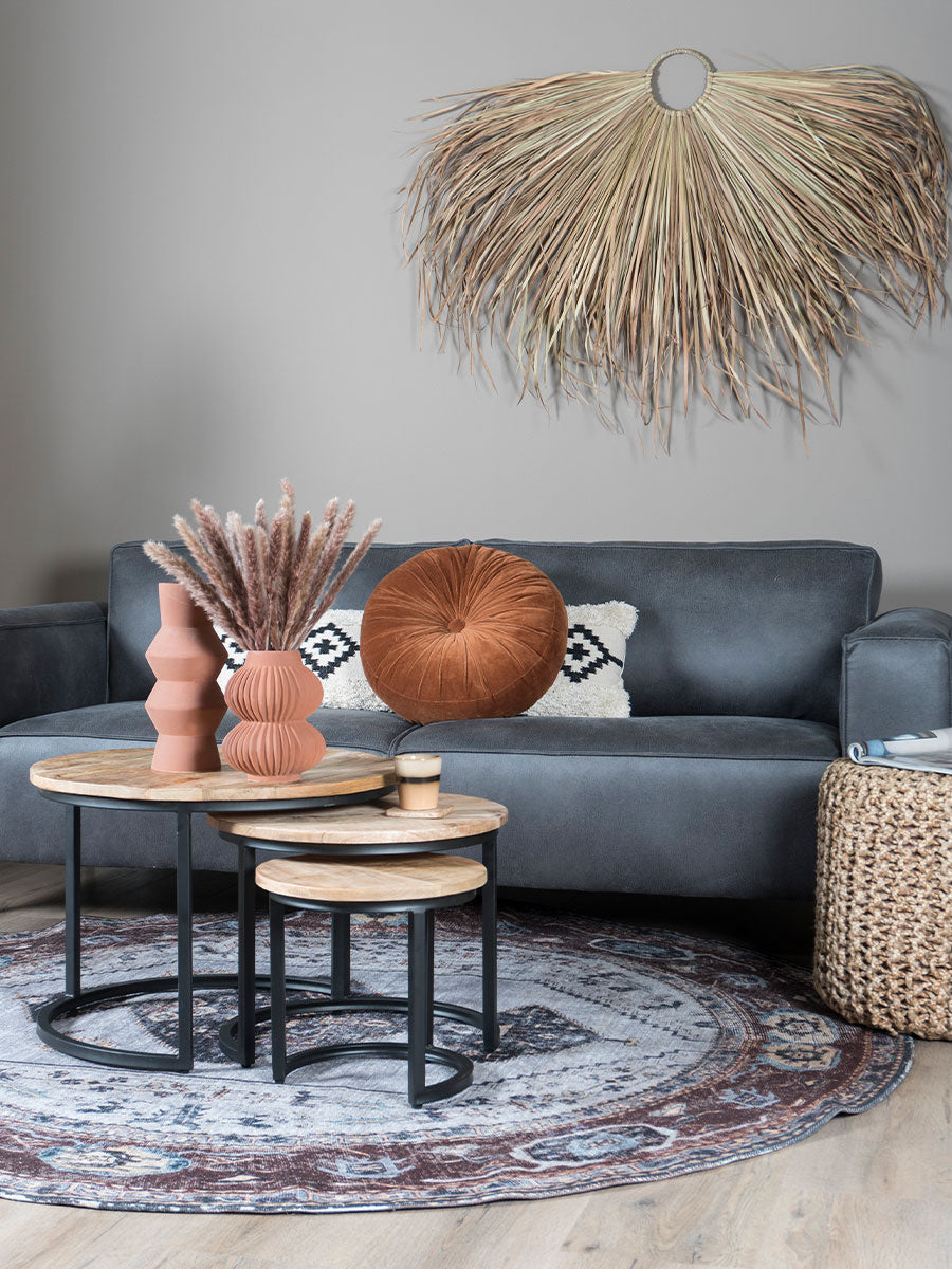 Vloerkleed Karaca Antraciet/Brown 09 Rond - view 2